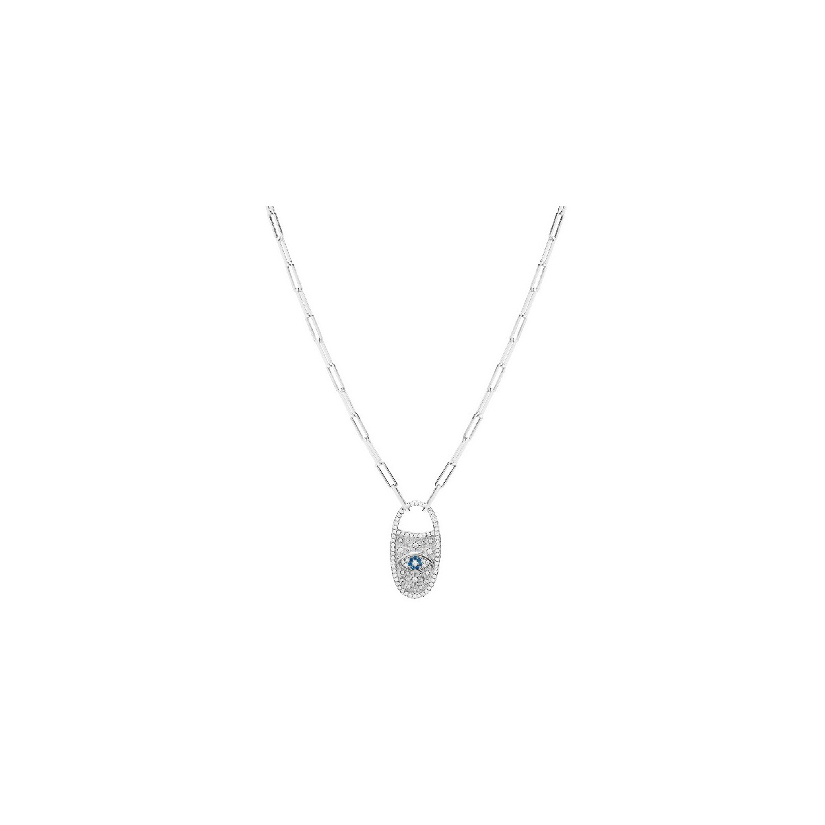G. ESLABON RECTANG. + COLGANTE OVAL CZ - GA1718R