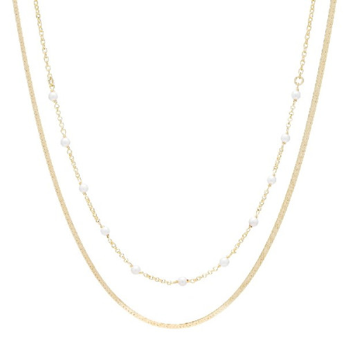 GARG. DOBLE PLANA + CADENA CON PERLAS - GA1720CH