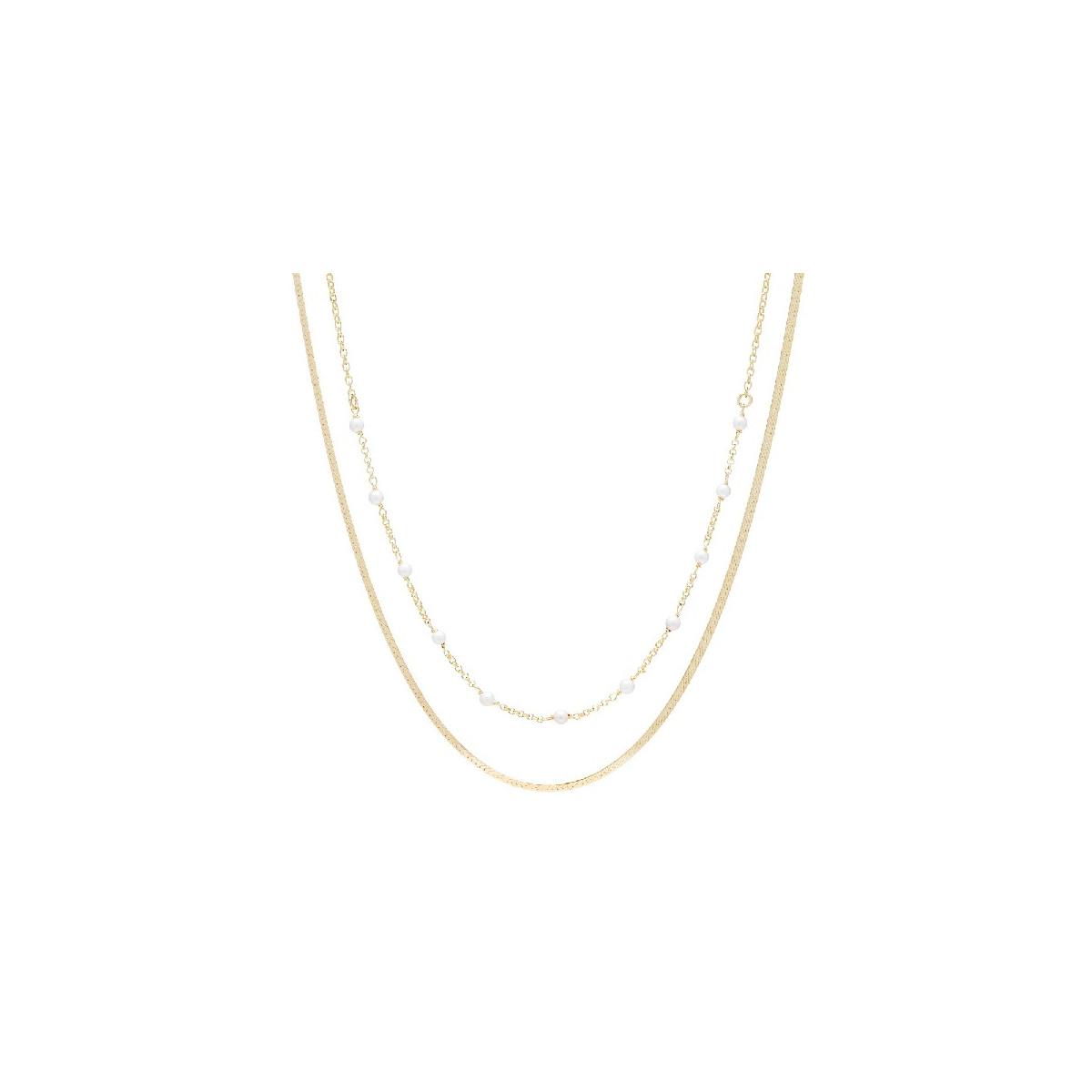 GARG. DOBLE PLANA + CADENA CON PERLAS - GA1720CH