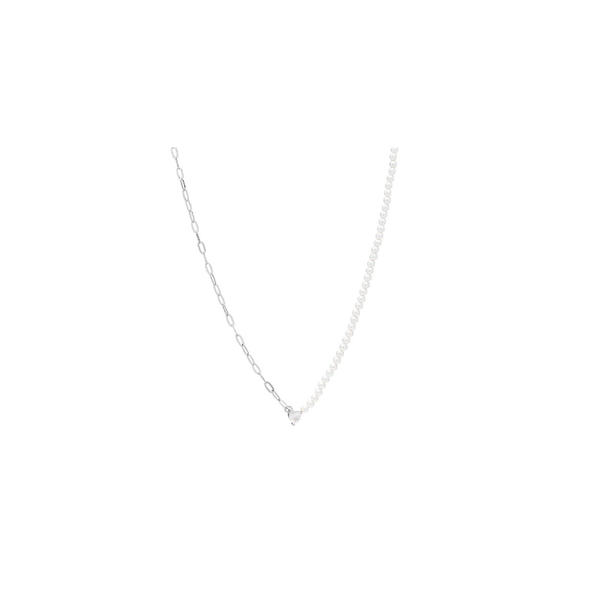 G. MITAD PERLA MITAD CADENA CZ CORAZON - GA1722R