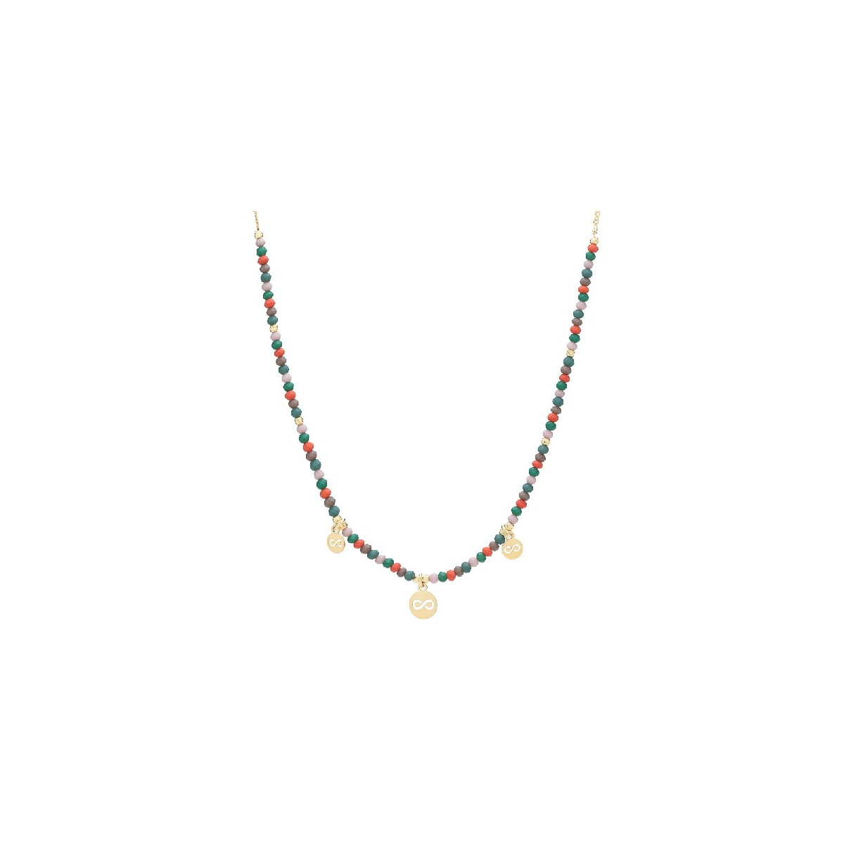 GARGANTILLA PIEDRAS COLORES + CIRCULO INFINITO - GA1725CH/24