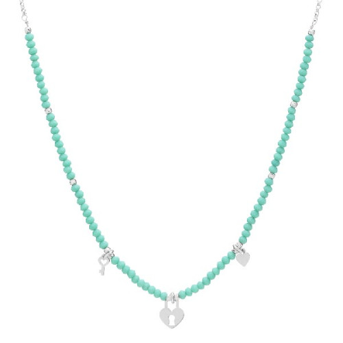 GARGANTILLA PIEDRAS COLORES + CANDADO COLGANDO - GA1734R/15
