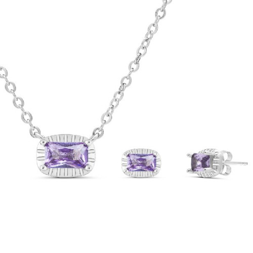 JUEGO CZ RECTANGULAR BORDE PLATA - JU3099R/01