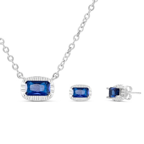 JUEGO CZ RECTANGULAR BORDE PLATA - JU3099R/03