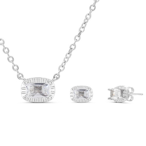 JUEGO CZ RECTANGULAR BORDE PLATA - JU3099R/04