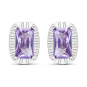 PENDIENTE CZ RECTANGULAR BORDE PLATA - PE6057R/01