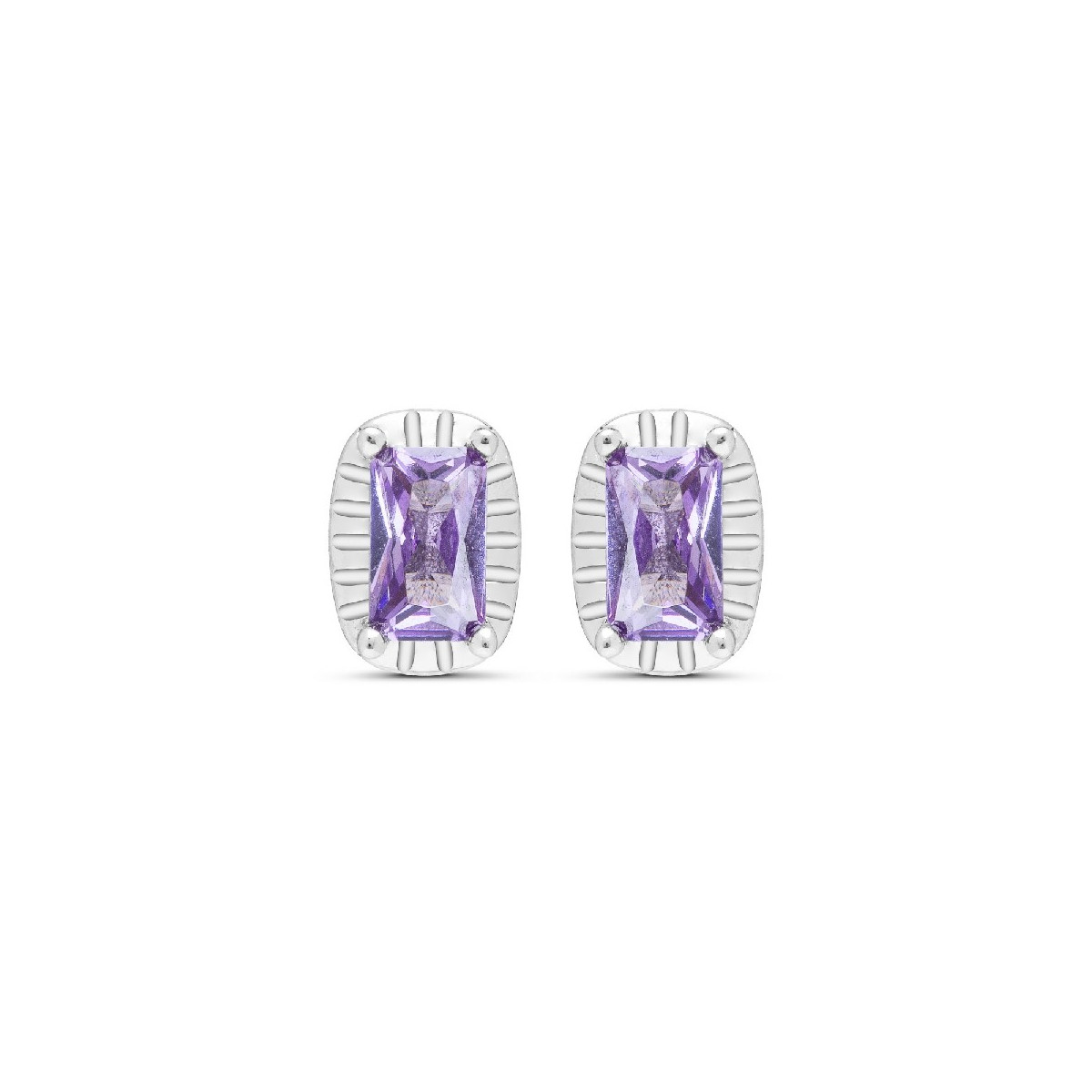 PENDIENTE CZ RECTANGULAR BORDE PLATA - PE6057R/01