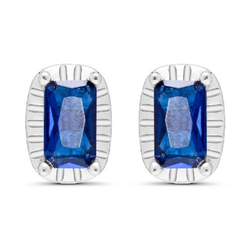PENDIENTE CZ RECTANGULAR BORDE PLATA - PE6057R/03