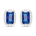 PENDIENTE CZ RECTANGULAR BORDE PLATA - PE6057R/03