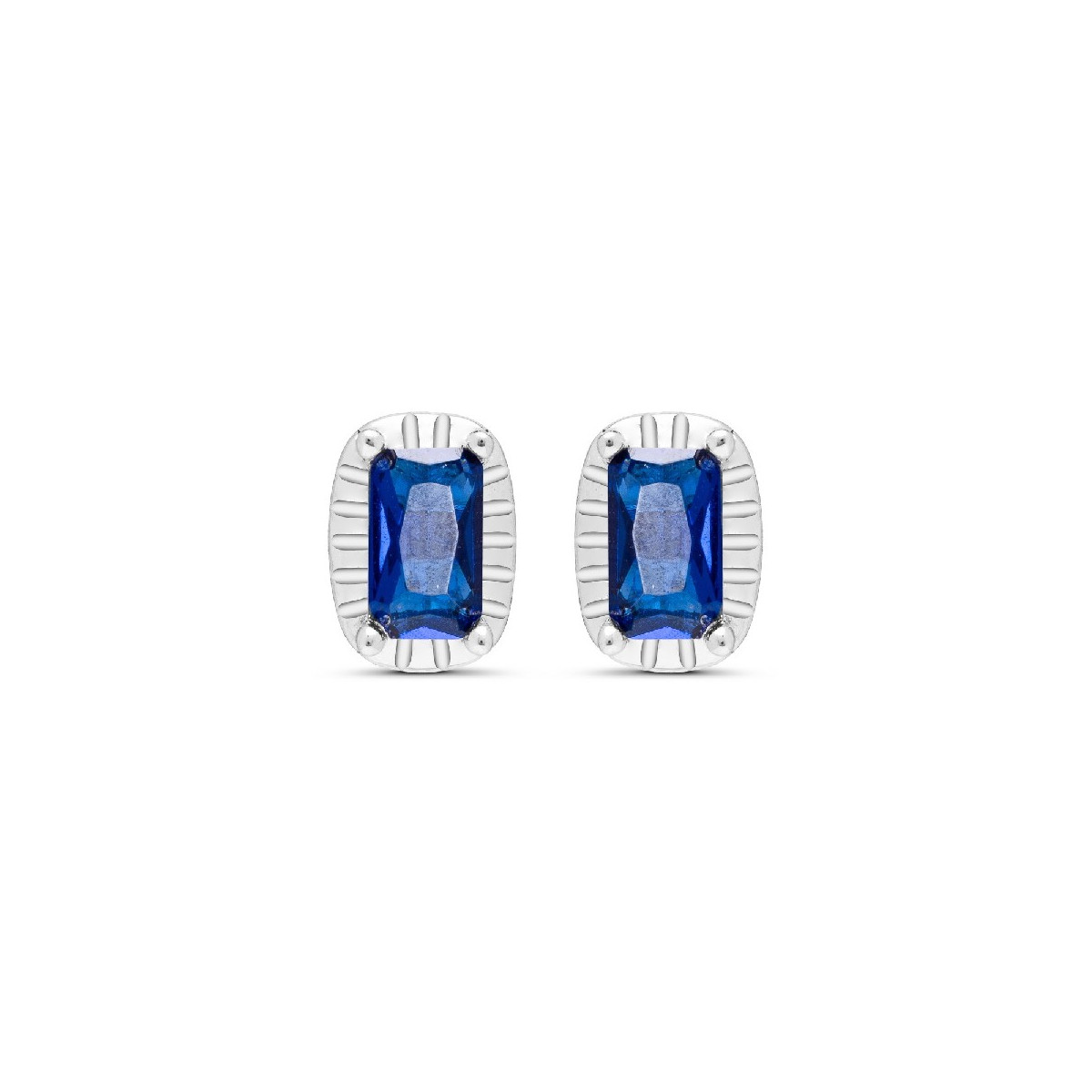 PENDIENTE CZ RECTANGULAR BORDE PLATA - PE6057R/03