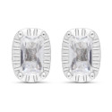 PENDIENTE CZ RECTANGULAR BORDE PLATA - PE6057R/04