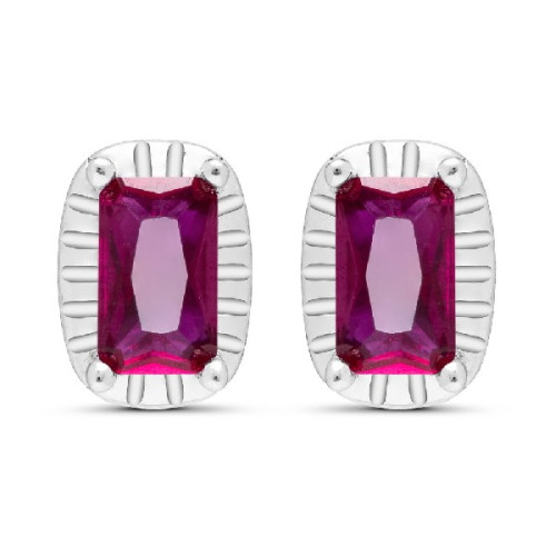 PENDIENTE CZ RECTANGULAR BORDE PLATA - PE6057R/13