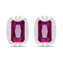 PENDIENTE CZ RECTANGULAR BORDE PLATA - PE6057R/13