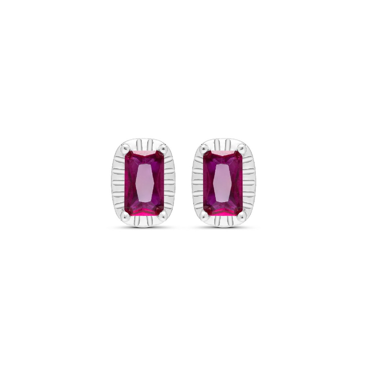 PENDIENTE CZ RECTANGULAR BORDE PLATA - PE6057R/13