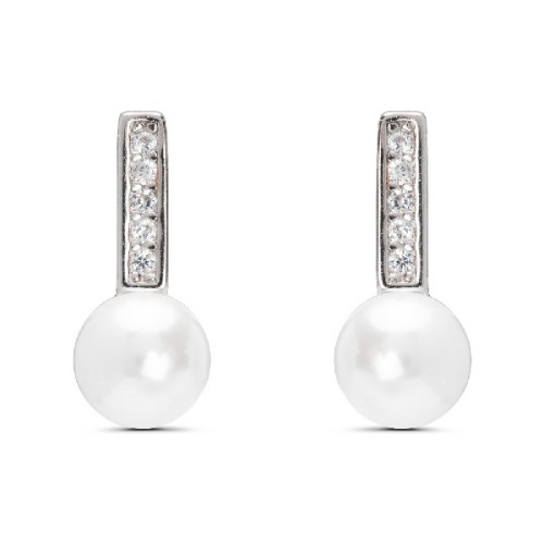 PENDIENTE BARRA CZ + PERLA - PE6058R