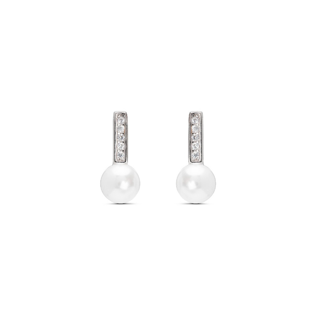 PENDIENTE BARRA CZ + PERLA - PE6058R