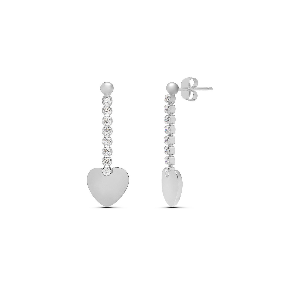 PENDIENTE BOLA + LINEA CIRCONITAS+ CORAZON LISO - PE6041R/04