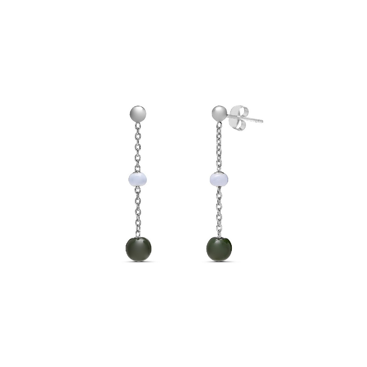 PENDIENTE CADENA + 2 BOLAS ESMALTE - PE6046R/02/16