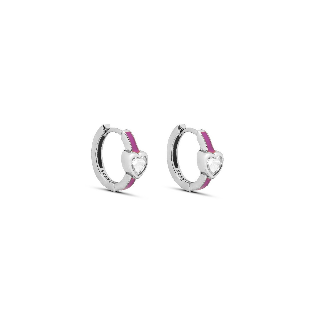 PENDIENTE ARO CZ CORAZON ESMALTE - PE6054R/04/14