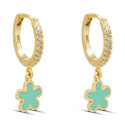 PENDIENTE ARO CON CIRCONITAS Y FLOR ESMALTE COLGANDO - PE6068CH/04/23