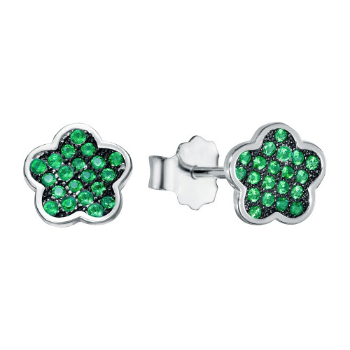 PENDIENTE FLOR CIRCONITAS ESMERALDA - PE4406/16