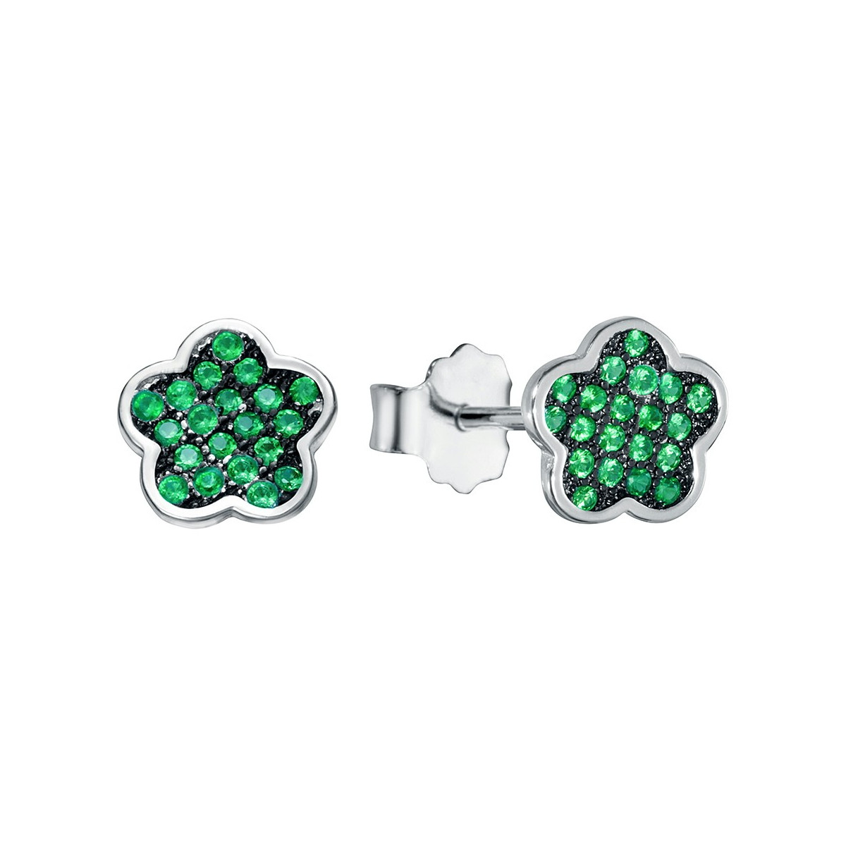PENDIENTE FLOR CIRCONITAS ESMERALDA - PE4406/16