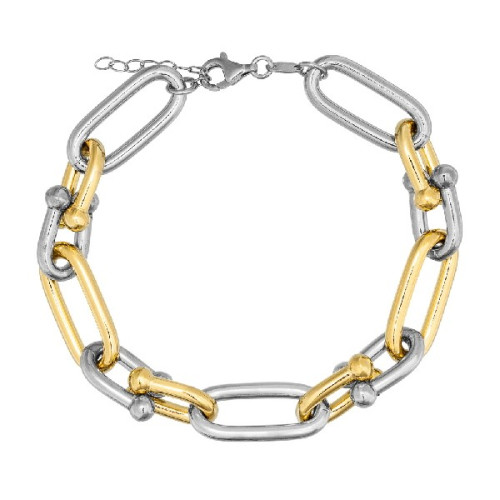 PULSERA ESLABONES OVALADOS BOLA BICOLOR - PU5391CH/R
