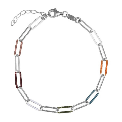 PULSERA CADENA RECTANG. ESLABONES MULTICOLOR - PU5392R/24