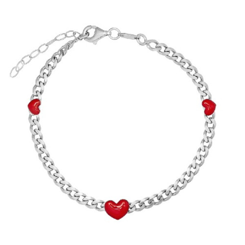 PULSERA BARBADA 3 CORAZONES EN LINEA ESMALTE - PU5395R/13