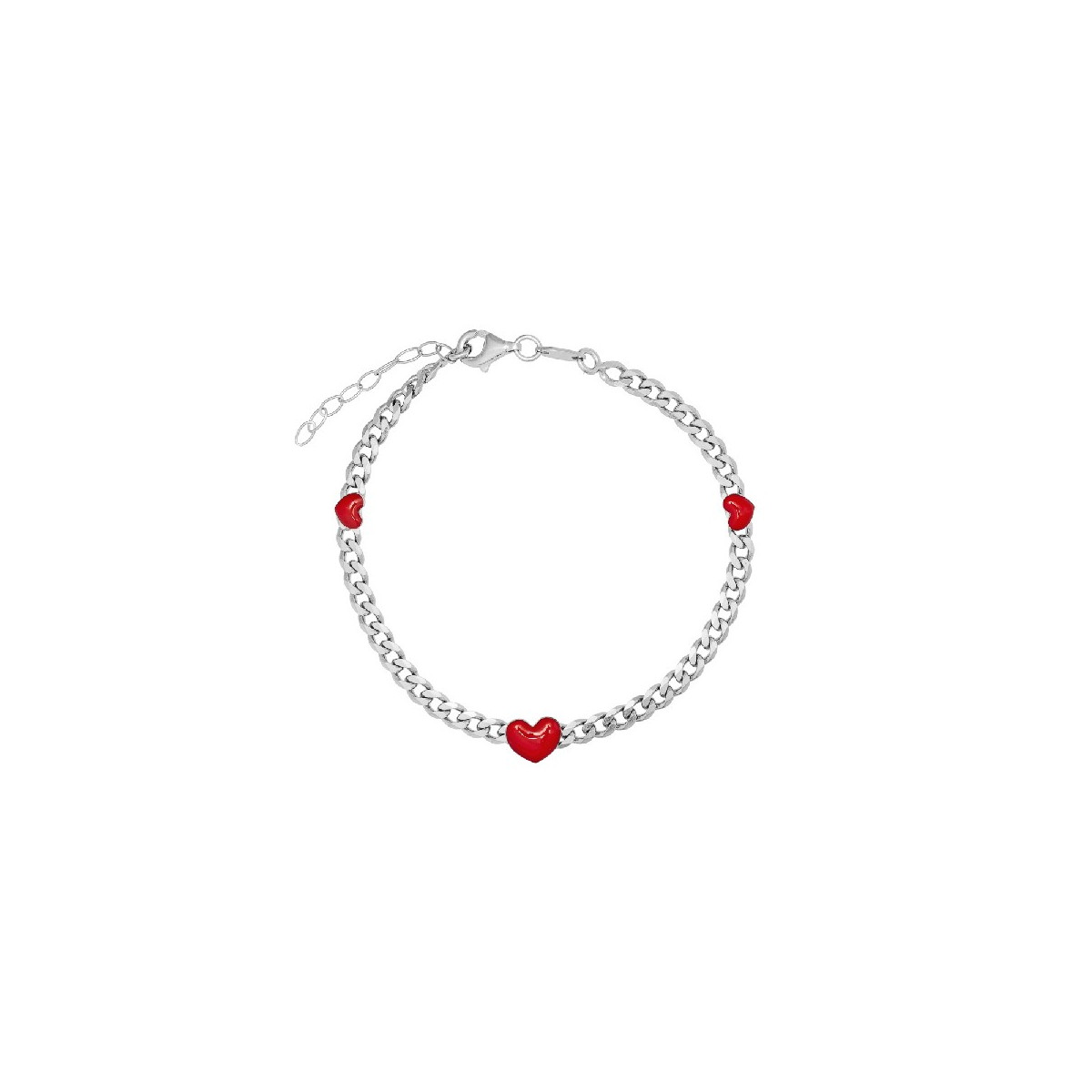 PULSERA BARBADA 3 CORAZONES EN LINEA ESMALTE - PU5395R/13