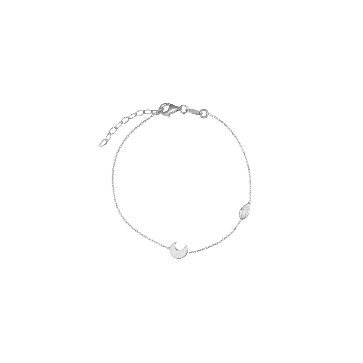 PULSERA LUNA LISA + CZ LAGRIMA EN LINEA - PU5408R
