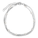 PULSERA DOBLE PLANA + CADENA CON PERLAS - PU5425R