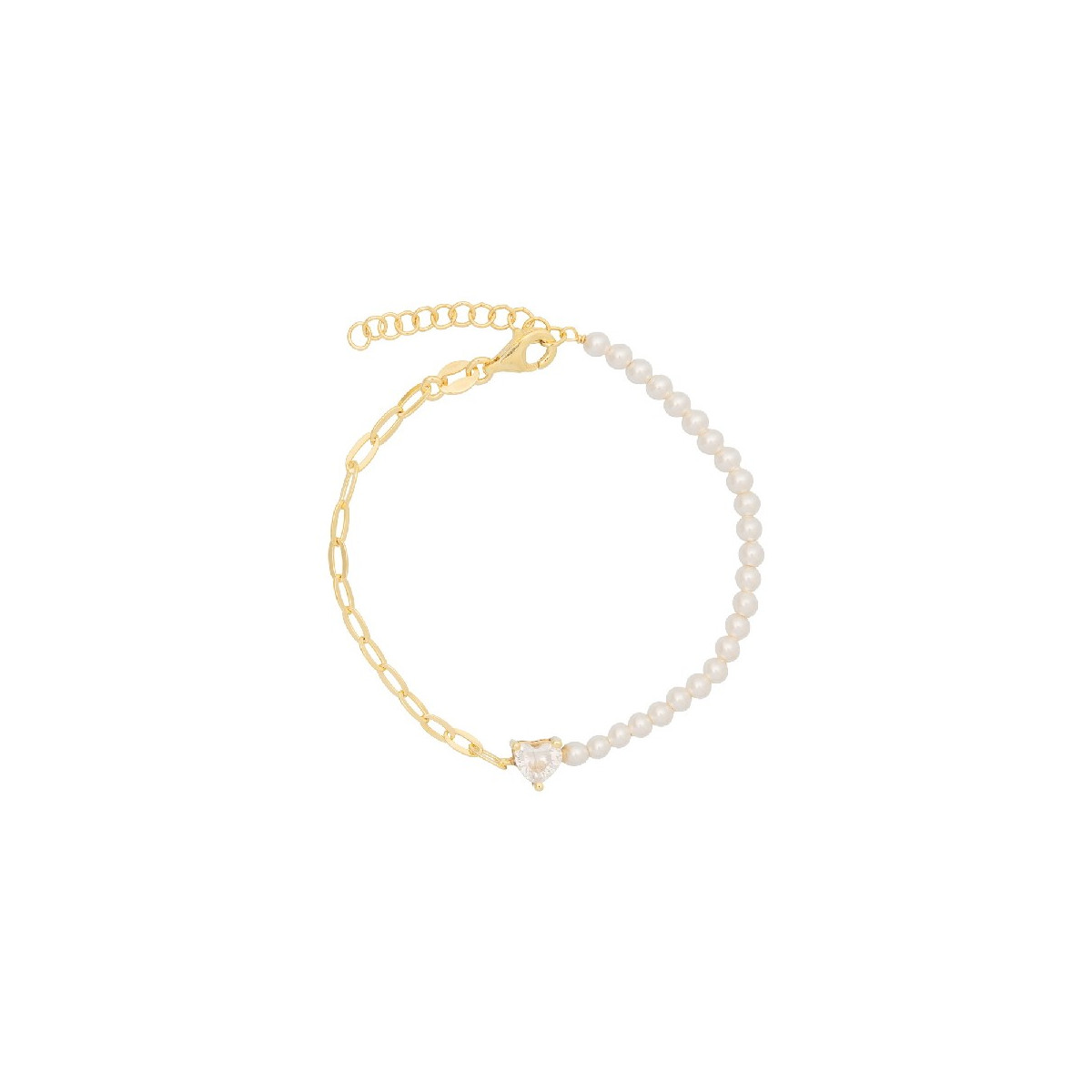 PUL. MITAD PERLA MITAD CADENA CZ CORAZON - PU5430CH
