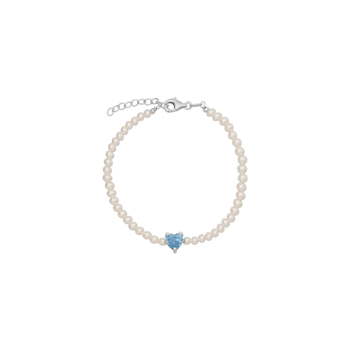 PULSERA PERLAS CON CZ CORAZON CENTRO - PU5434R/18