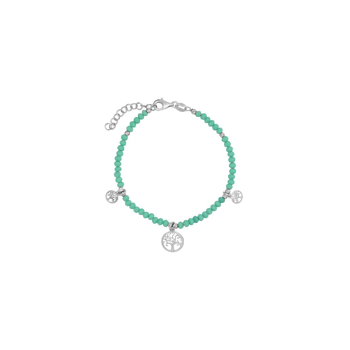 PULSERA PIEDRAS COLORES + ARBOLES VIDA COLGANDO - PU5447R/15