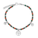 PULSERA PIEDRAS COLORES + ARBOLES VIDA COLGANDO - PU5447R/24