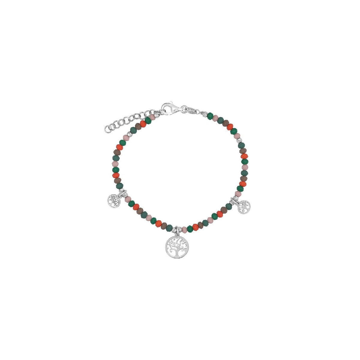 PULSERA PIEDRAS COLORES + ARBOLES VIDA COLGANDO - PU5447R/24