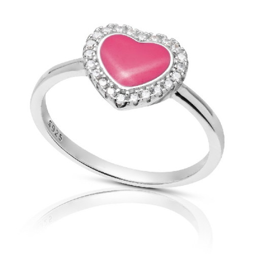 SORTIJA CORAZON ESMALTE BORDE CZ - SO1520R/04/14