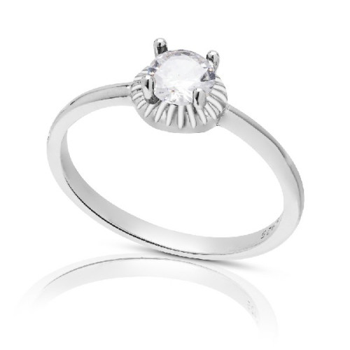 SORTIJA CIRCONITA REDONDA BORDE PLATA - SO1544R/04