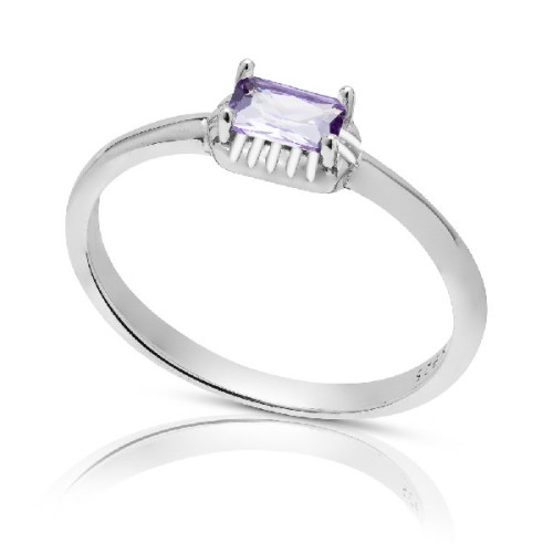 SORTIJA CIRCONITA RECTANGULAR BORDE PLATA - SO1546R/01