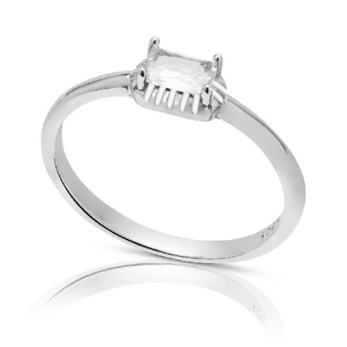 SORTIJA CIRCONITA RECTANGULAR BORDE PLATA - SO1546R/04