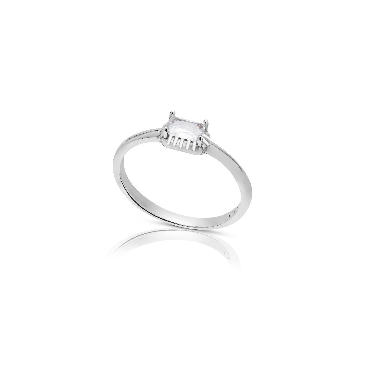 SORTIJA CIRCONITA RECTANGULAR BORDE PLATA - SO1546R/04