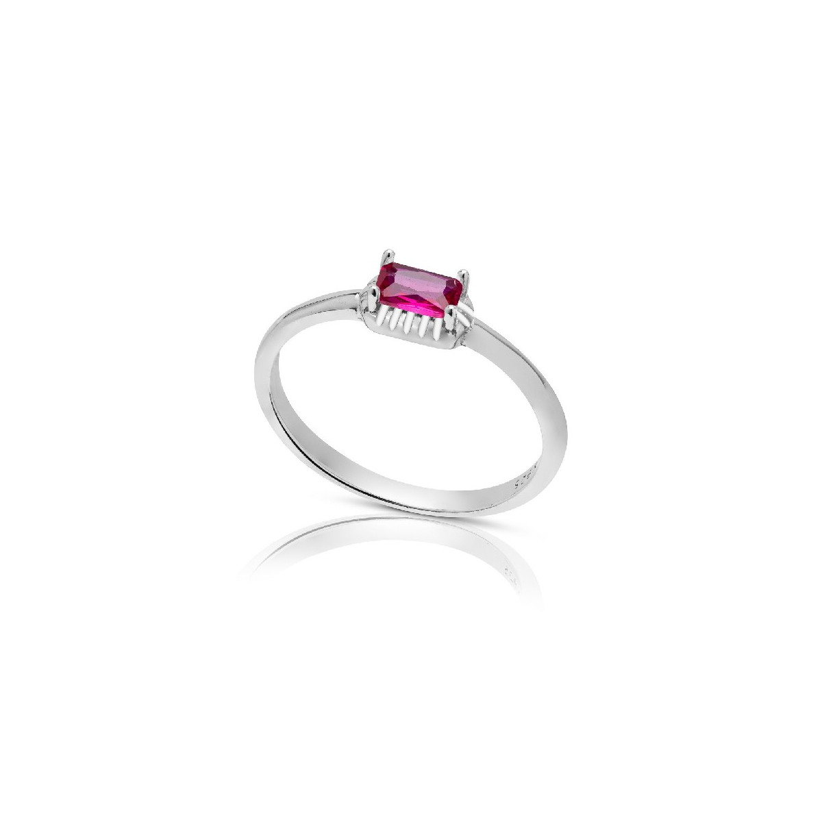 SORTIJA CIRCONITA RECTANGULAR BORDE PLATA - SO1546R/13