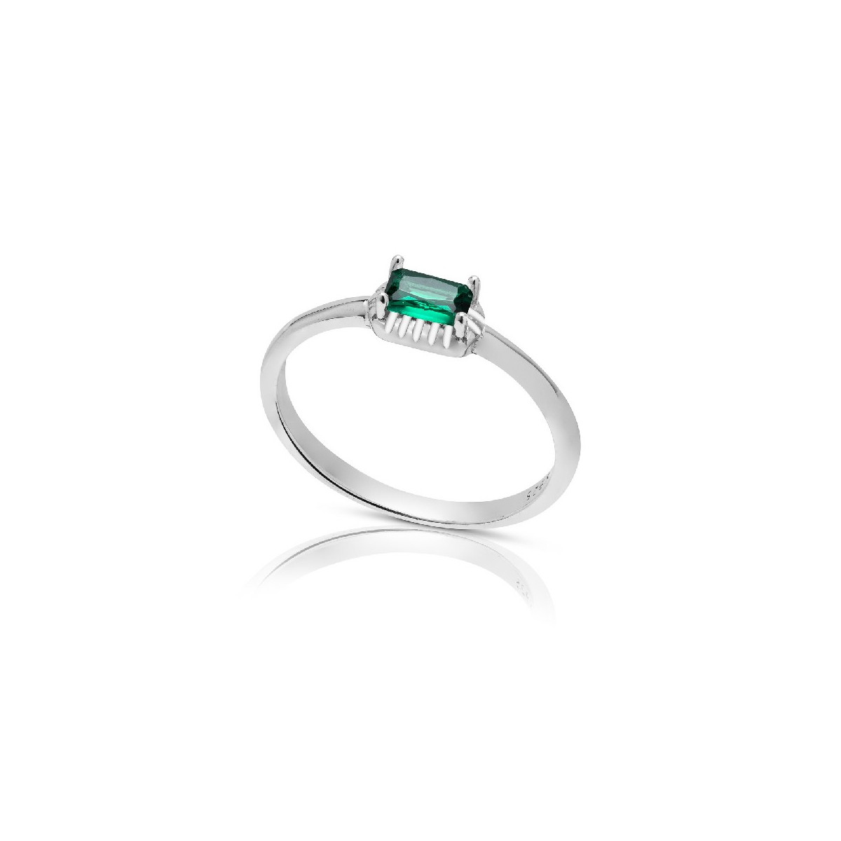 SORTIJA CIRCONITA RECTANGULAR BORDE PLATA - SO1546R/16