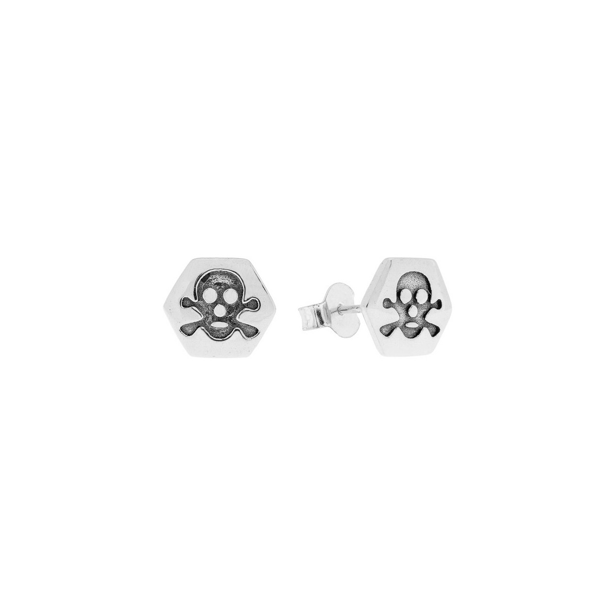 PENDIENTE HEXAGONO CALAVERA OXIDO - PE5689