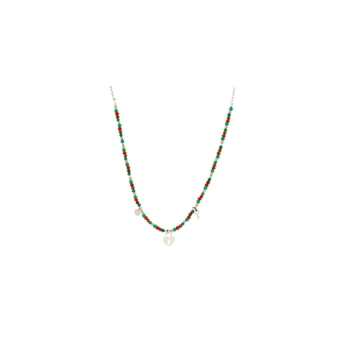 GARGANTILLA PIEDRAS COLORES + CANDADO COLGANDO - GA1734R/24