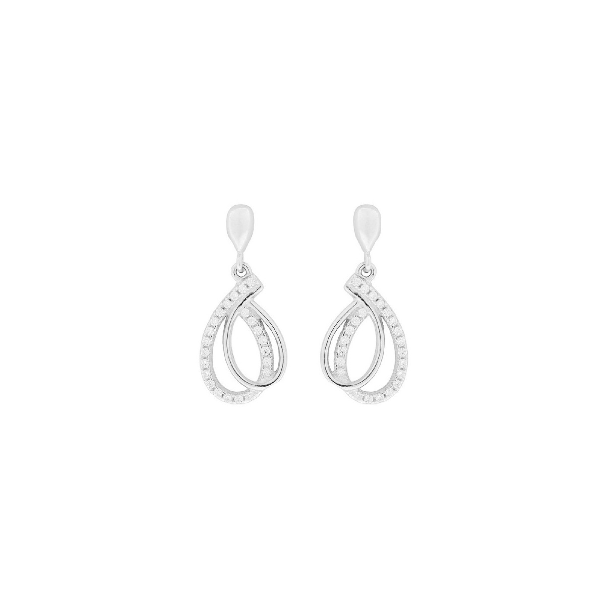 PENDIENTE DOBLE OVAL LISO CZ - PE4307
