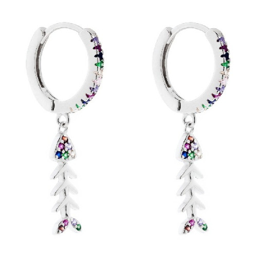 PENDIENTE ARO CZ MULTICOLOR + RASPA  - PE5848/24R