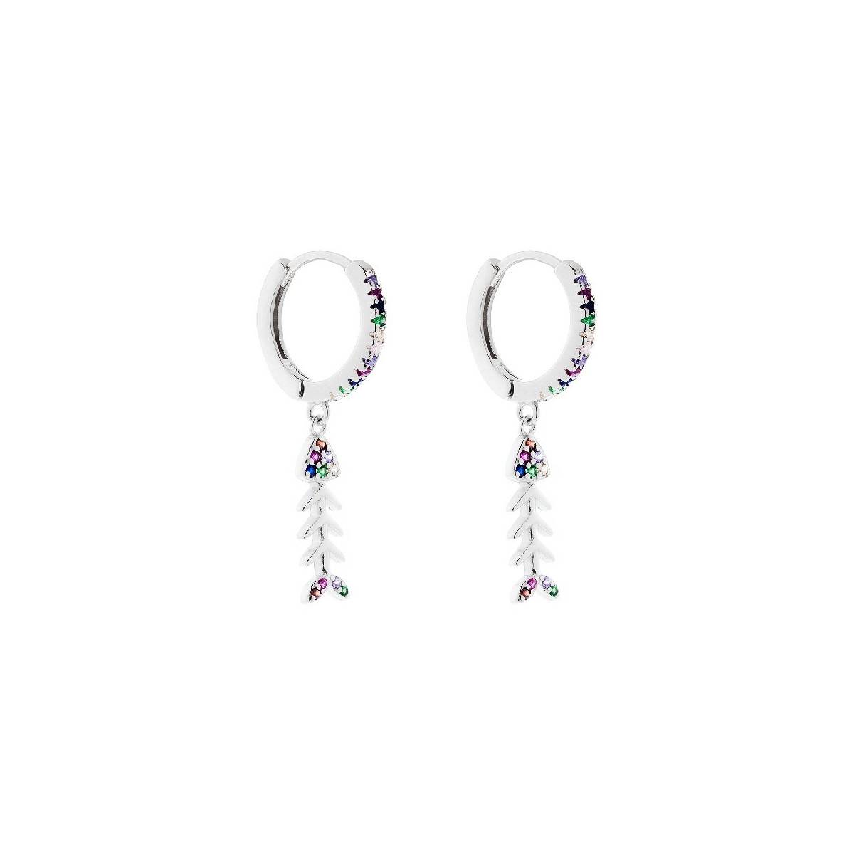 PENDIENTE ARO CZ MULTICOLOR + RASPA  - PE5848/24R