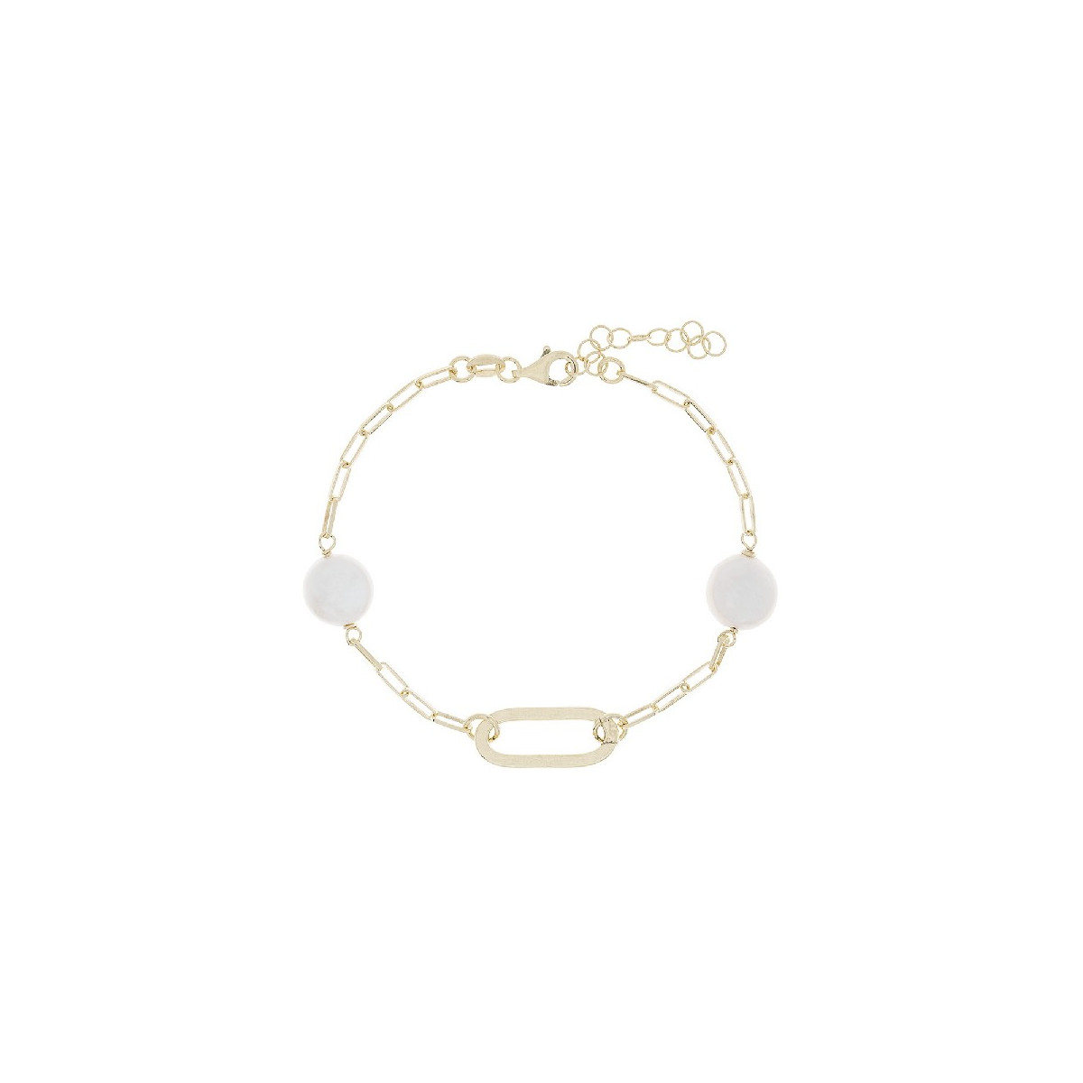 PULSERA 2 PERLA PLANA + OVAL CENTRO - PU5498CH